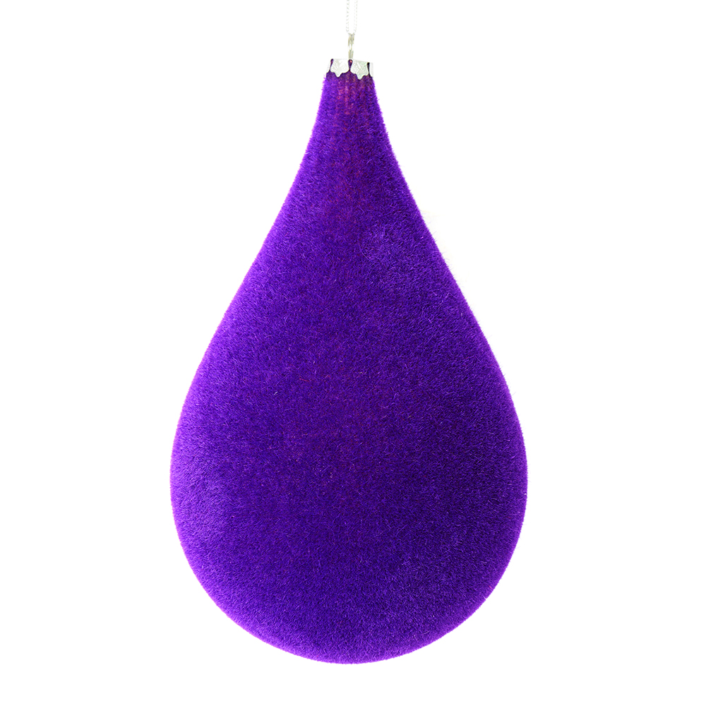 10.5 in. Purple Flocked Waterdrop Ornament  2 per Bag