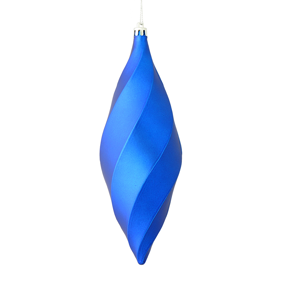 M183102M 8 in. Blue Matte Swirl Finial Ornament  6 per Bag