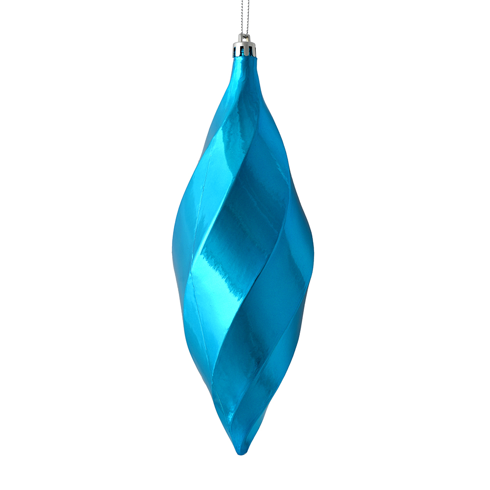 8 in. Turquoise Shiny Swirl Finial Ornament  6 per Bag