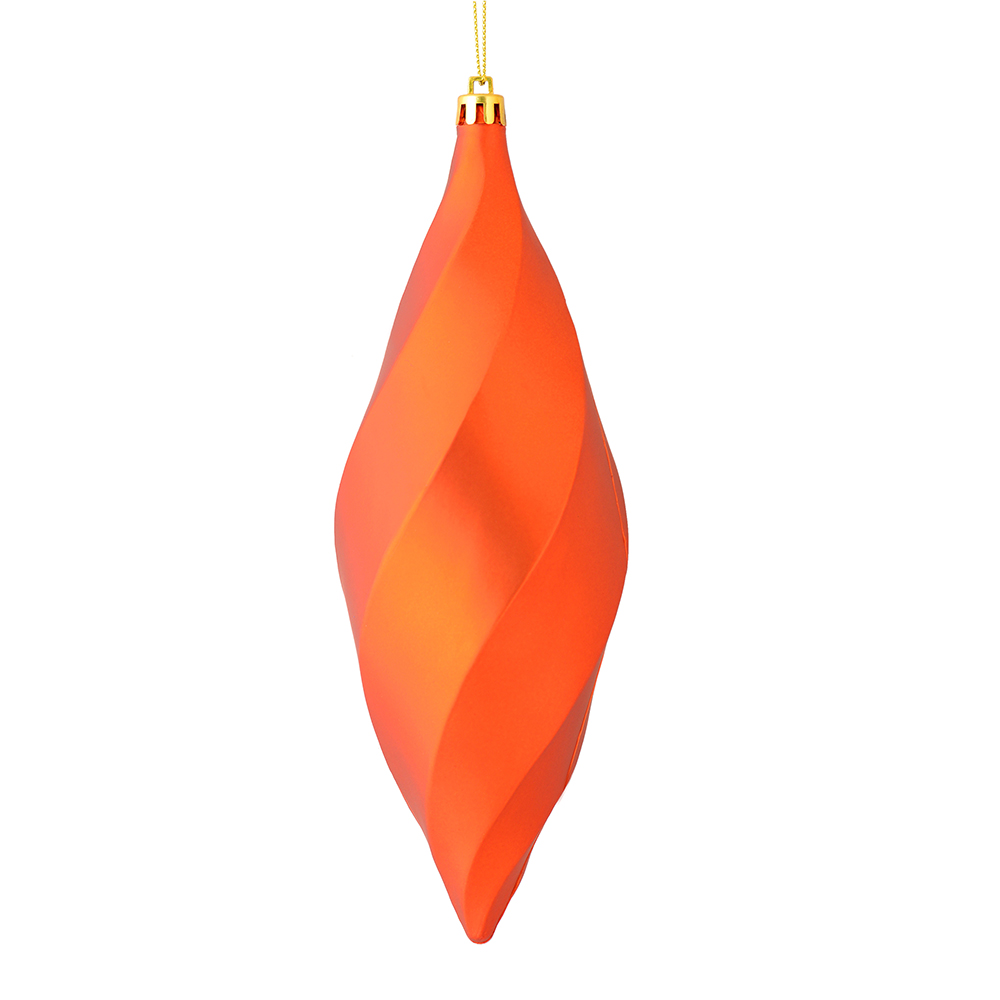 Burnish Orange Matte Swirl Finial Ornament - 6 per Bag - 8 in.