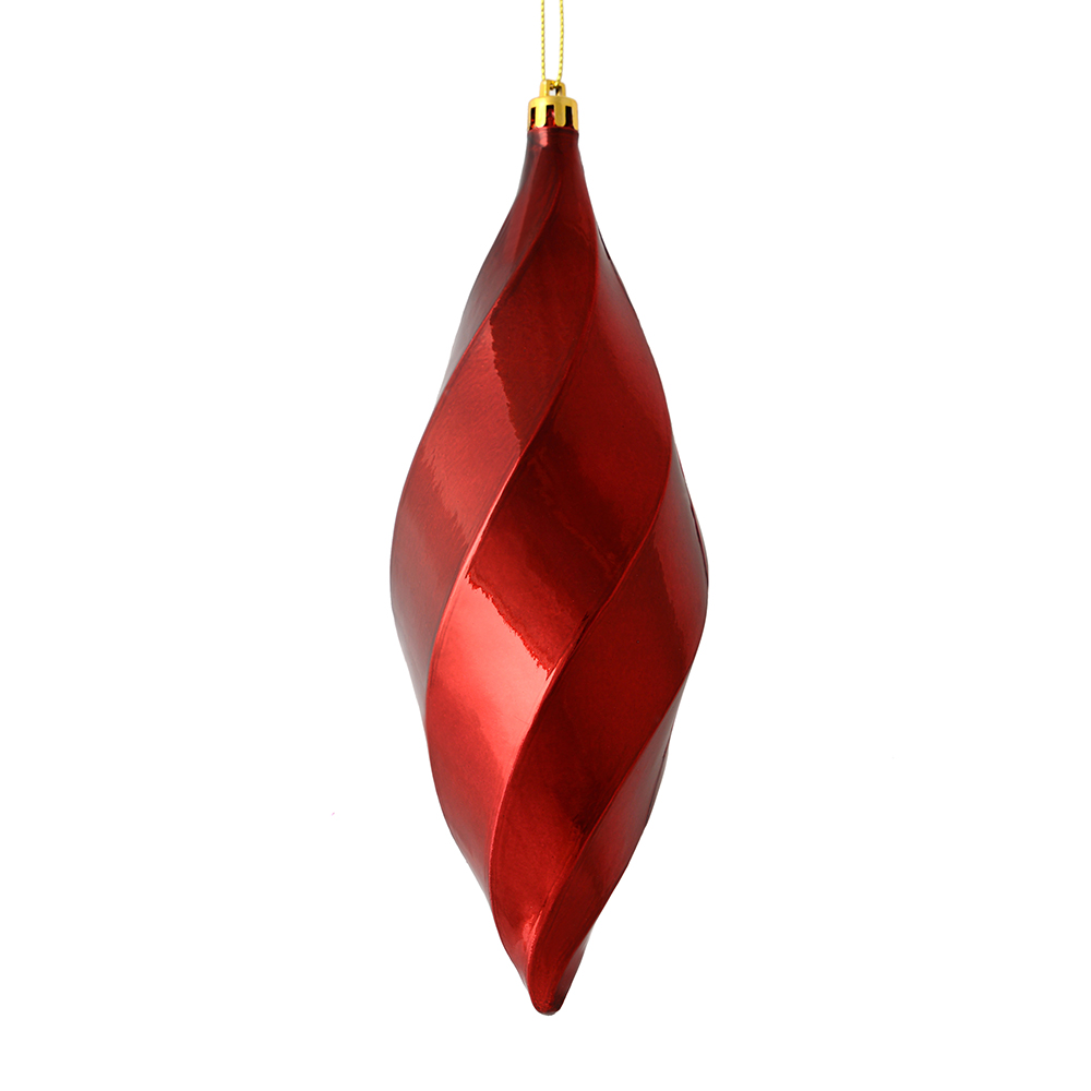 Wine Shiny Swirl Finial Ornament - Wine - 8 in.