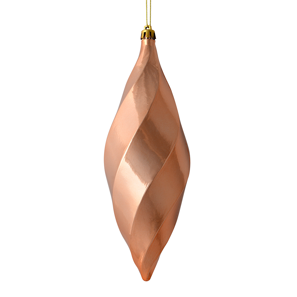 M183158S 8 in. Rose Gold Shiny Swirl Finial Ornament  6 per Bag