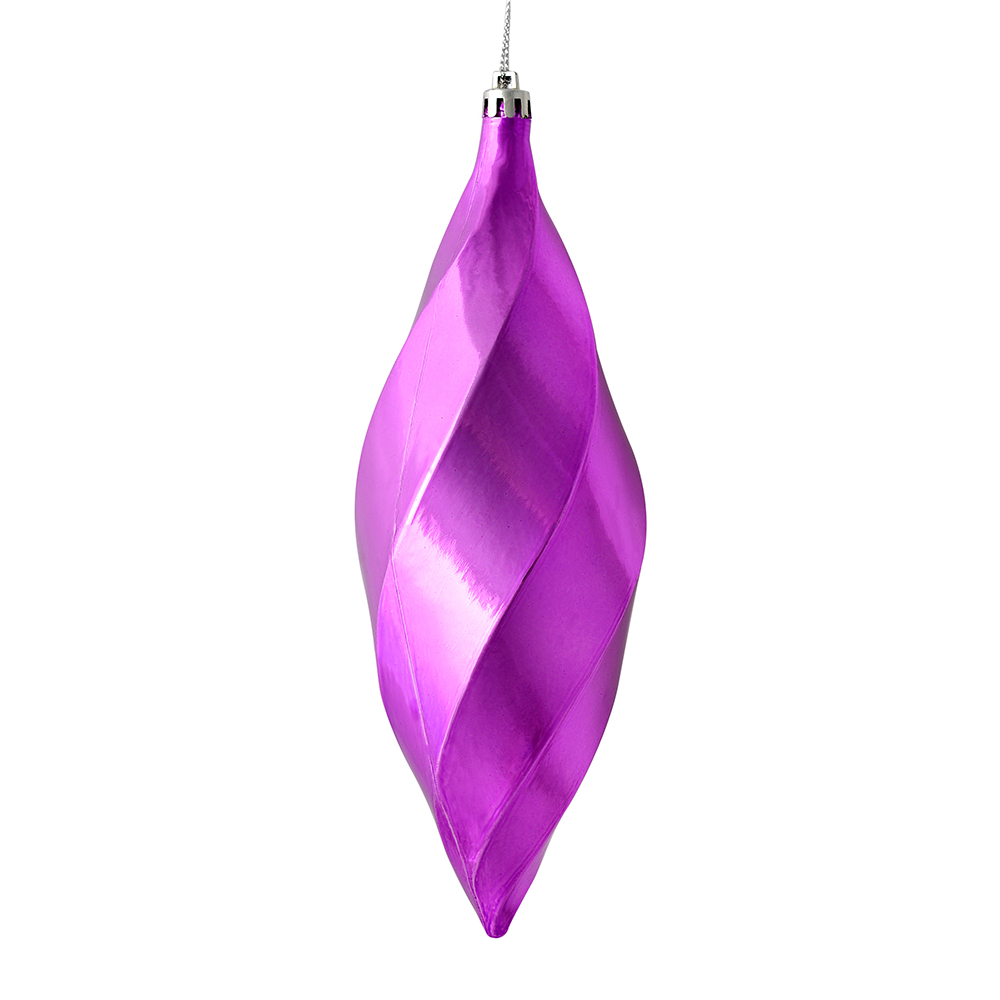 8 in. Orchid Shiny Swirl Finial Ornament  6 per Bag