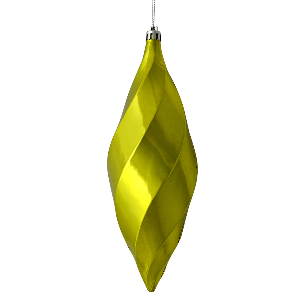 8 in. Lime Shiny Swirl Finial Ornament  6 per Bag