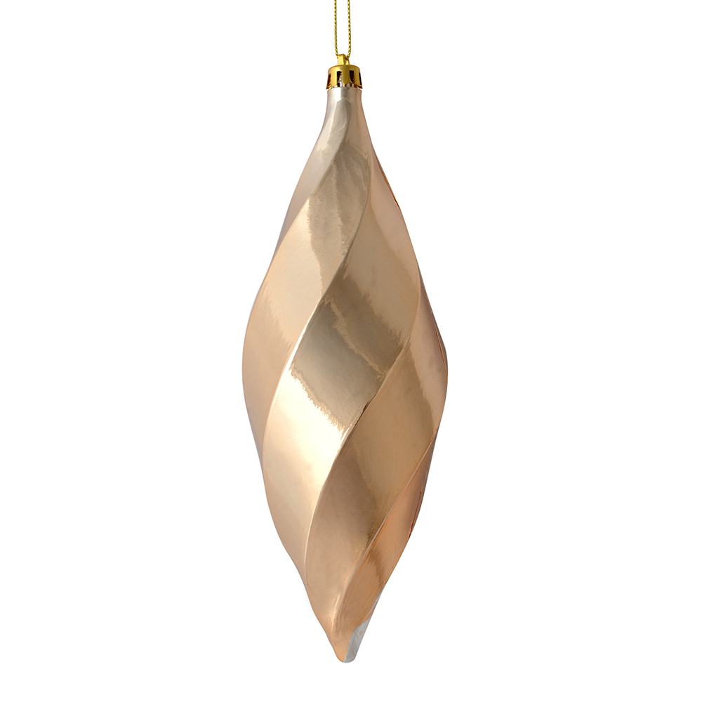 8 in. Cafe Latte Shiny Swirl Finial Ornament  6 per Bag