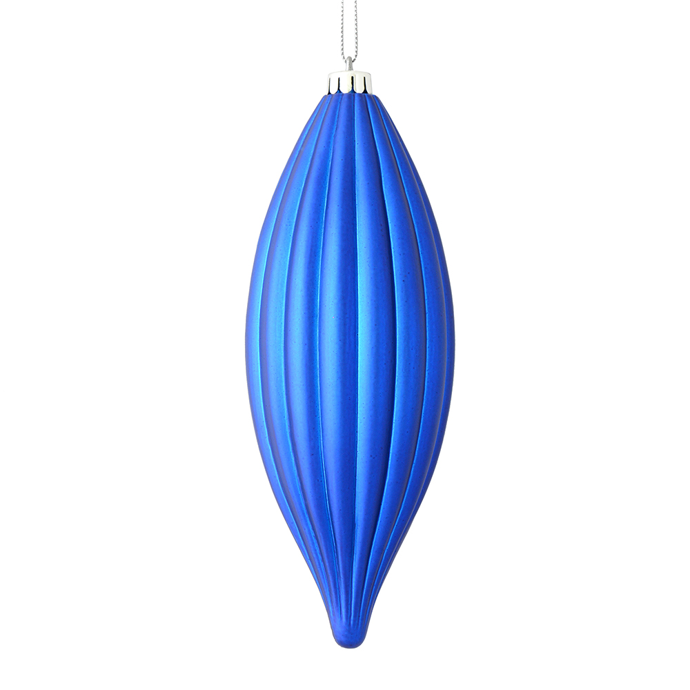 M183202M 8 in. Blue Matte Line Finial Ornament  4 per Bag