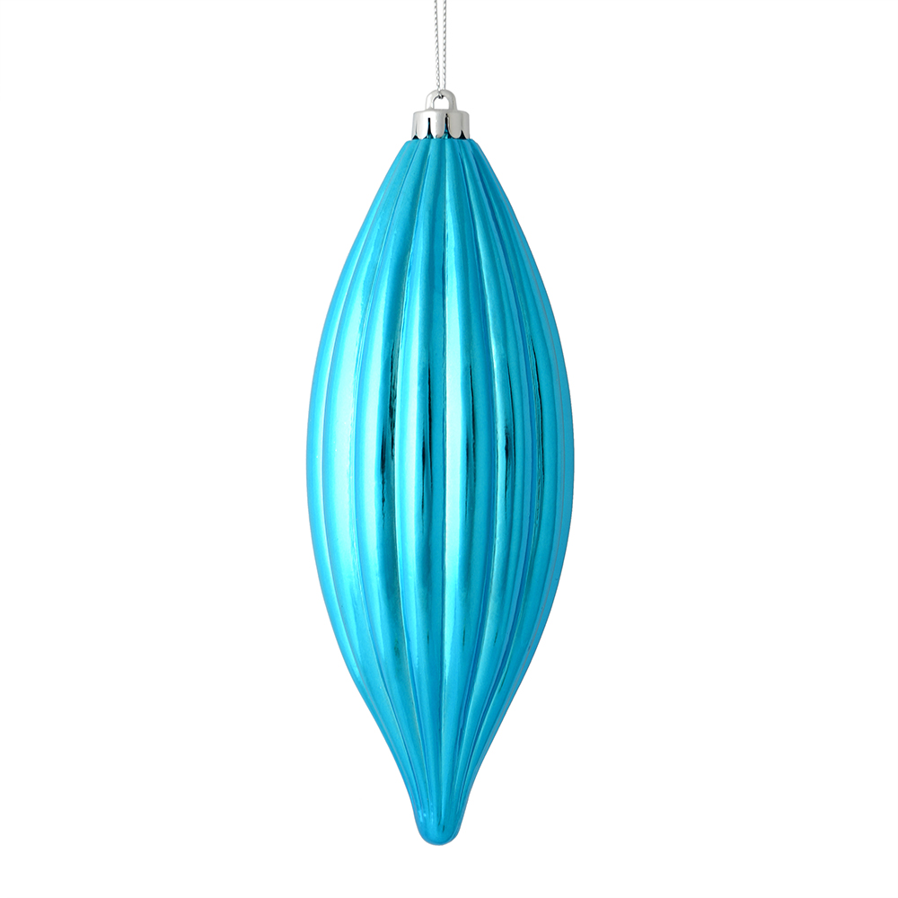 8 in. Turquoise Shiny Line Finial Ornament  4 per Bag