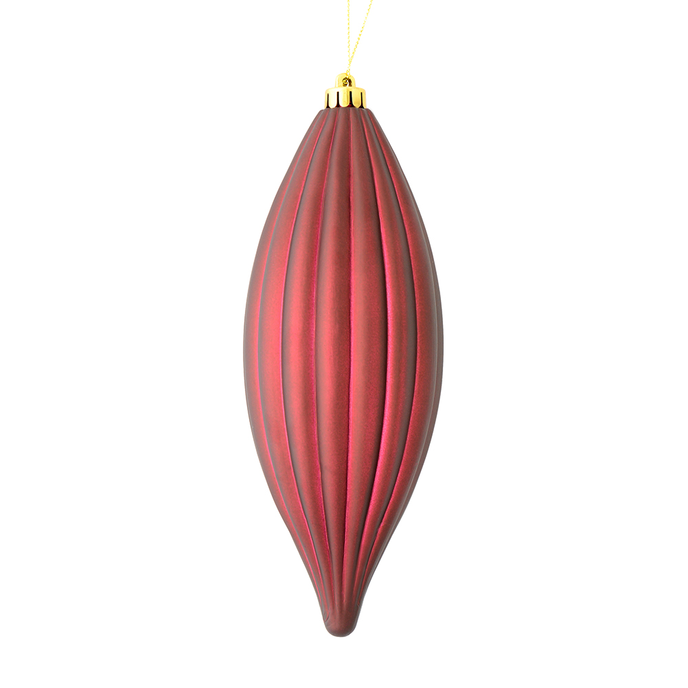 8 in. Wine Matte Line Finial Ornament  4 per Bag