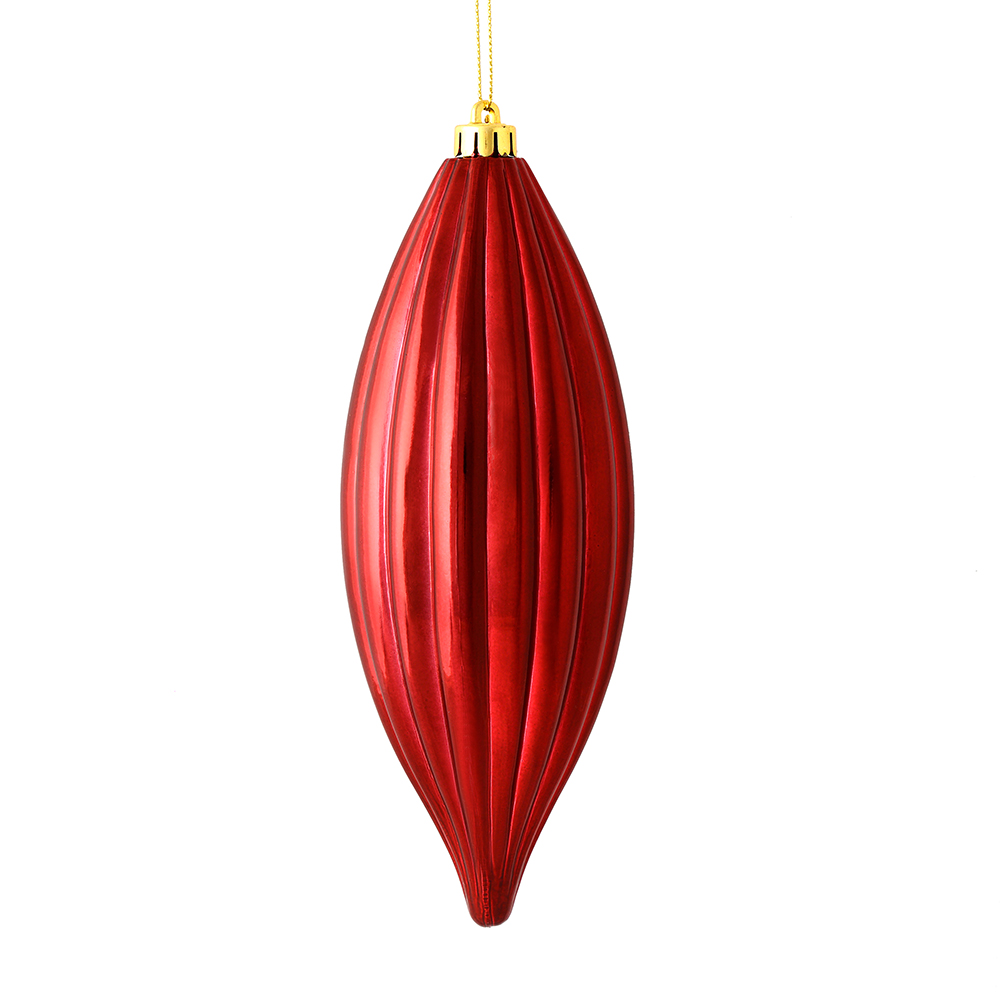 M183219S 8 in. Wine Shiny Line Finial Ornament  4 per Bag