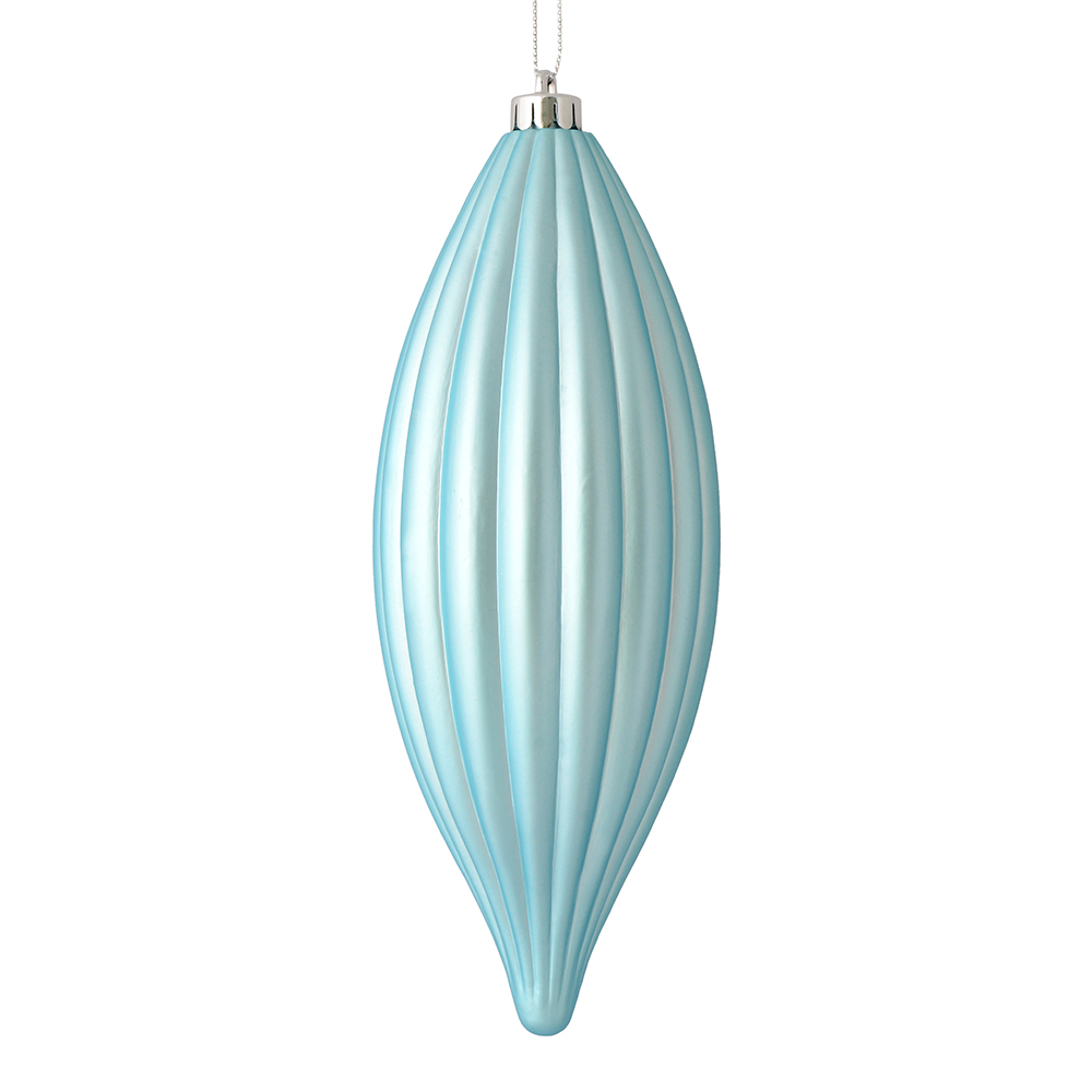 8 in. Baby Blue Matte Line Finial Ornament  4 per Bag