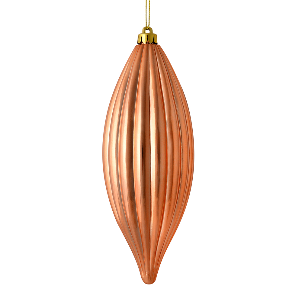 8 in. Rose Gold Shiny Line Finial Ornament  4 per Bag