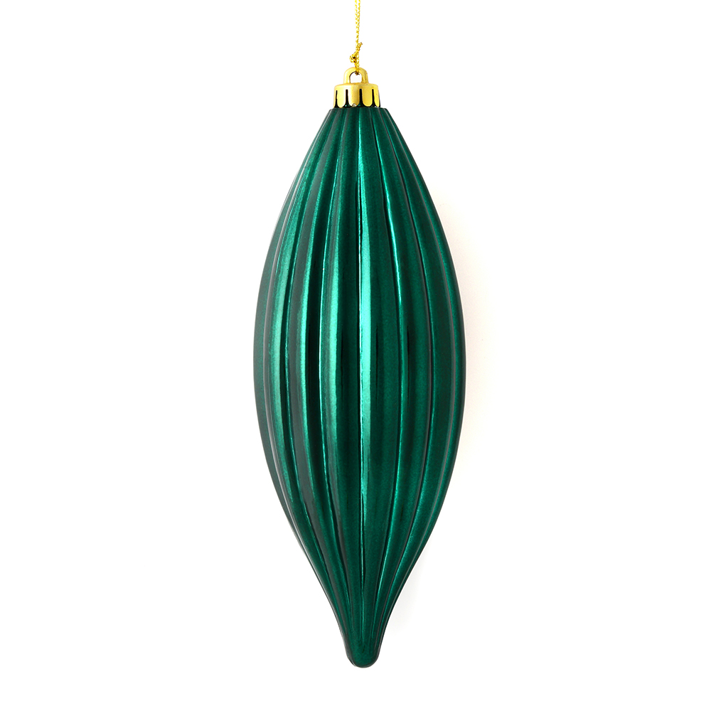 8 in. Sea Blue Shiny Line Finial Ornament  4 per Bag
