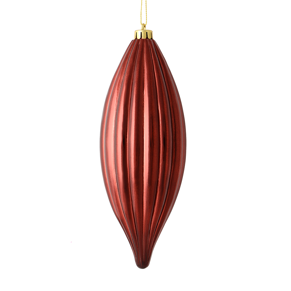 8 in. Burgundy Shiny Line Finial Ornament  4 per Bag