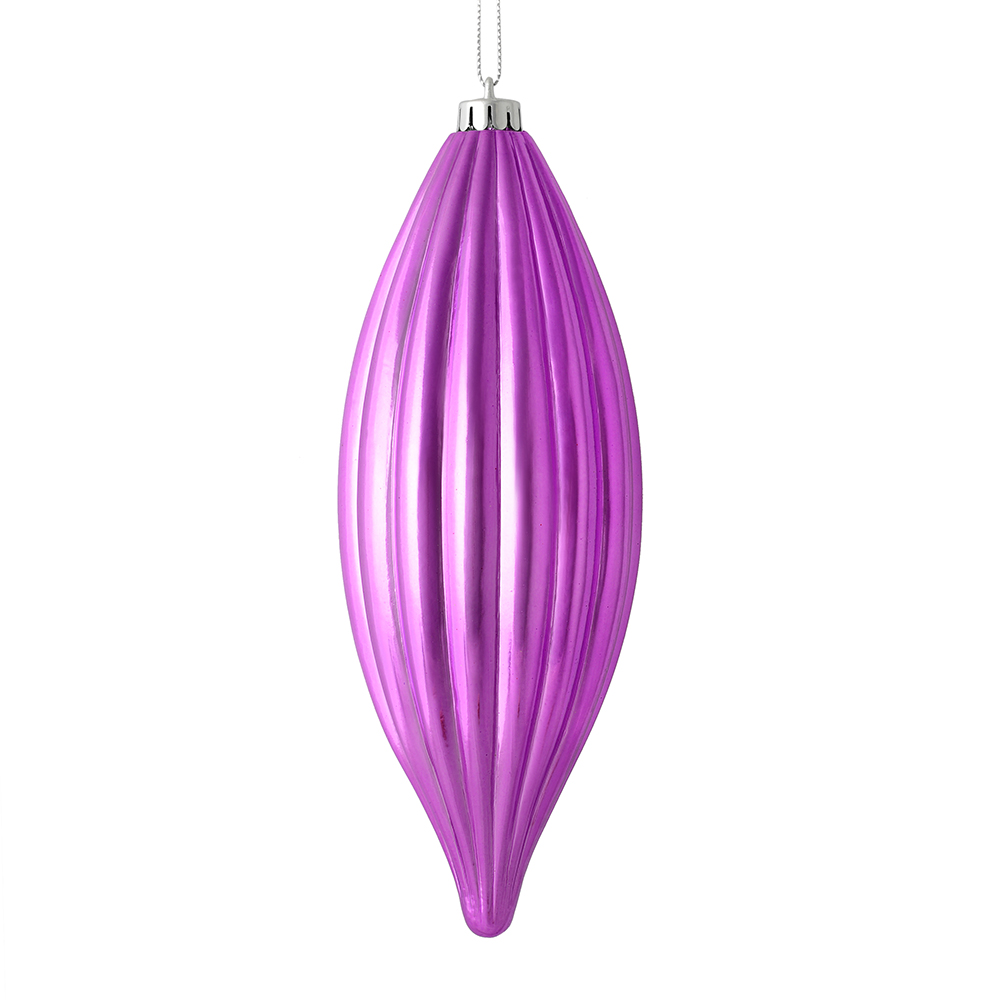 8 in. Orchid Shiny Line Finial Ornament  4 per Bag