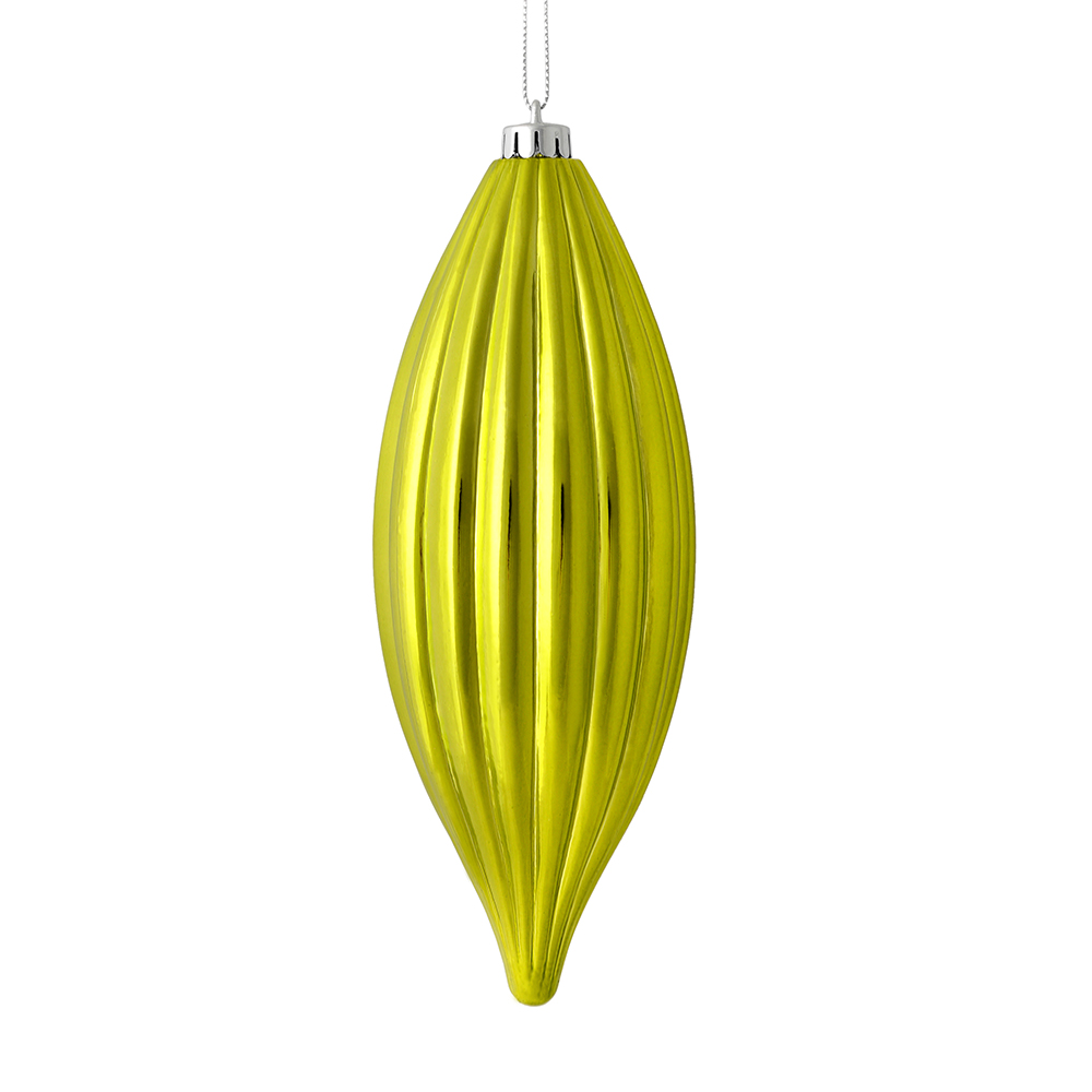 8 in. Lime Shiny Line Finial Ornament  4 per Bag