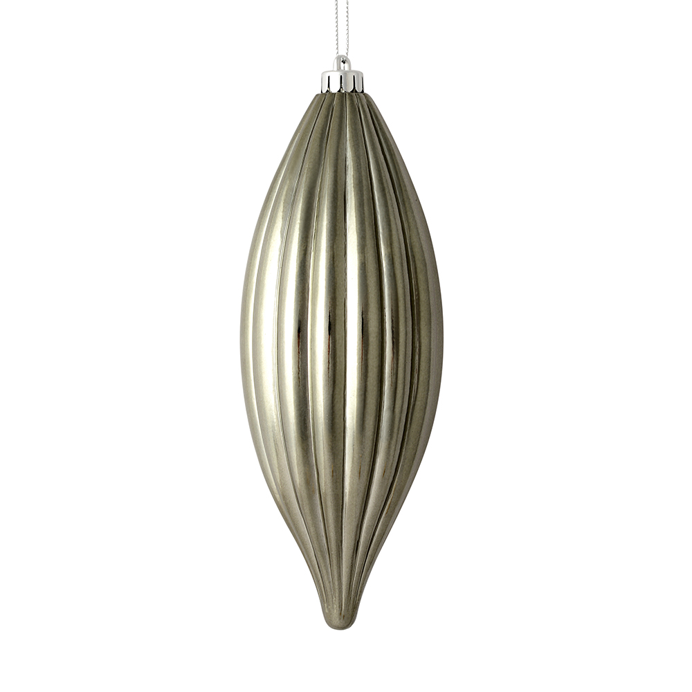 8 in. Pewter Shiny Line Finial Ornament  4 per Bag