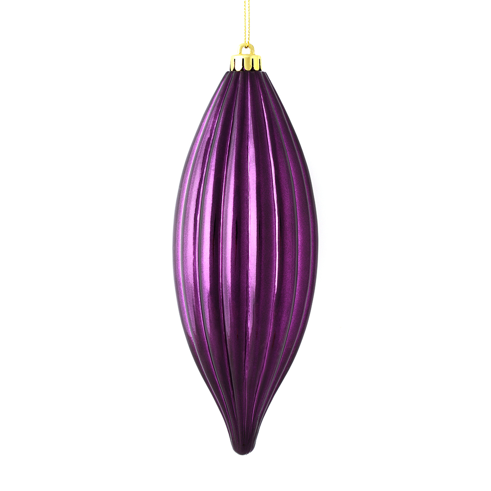 8 in. Lilac Shiny Line Finial Ornament  4 per Bag