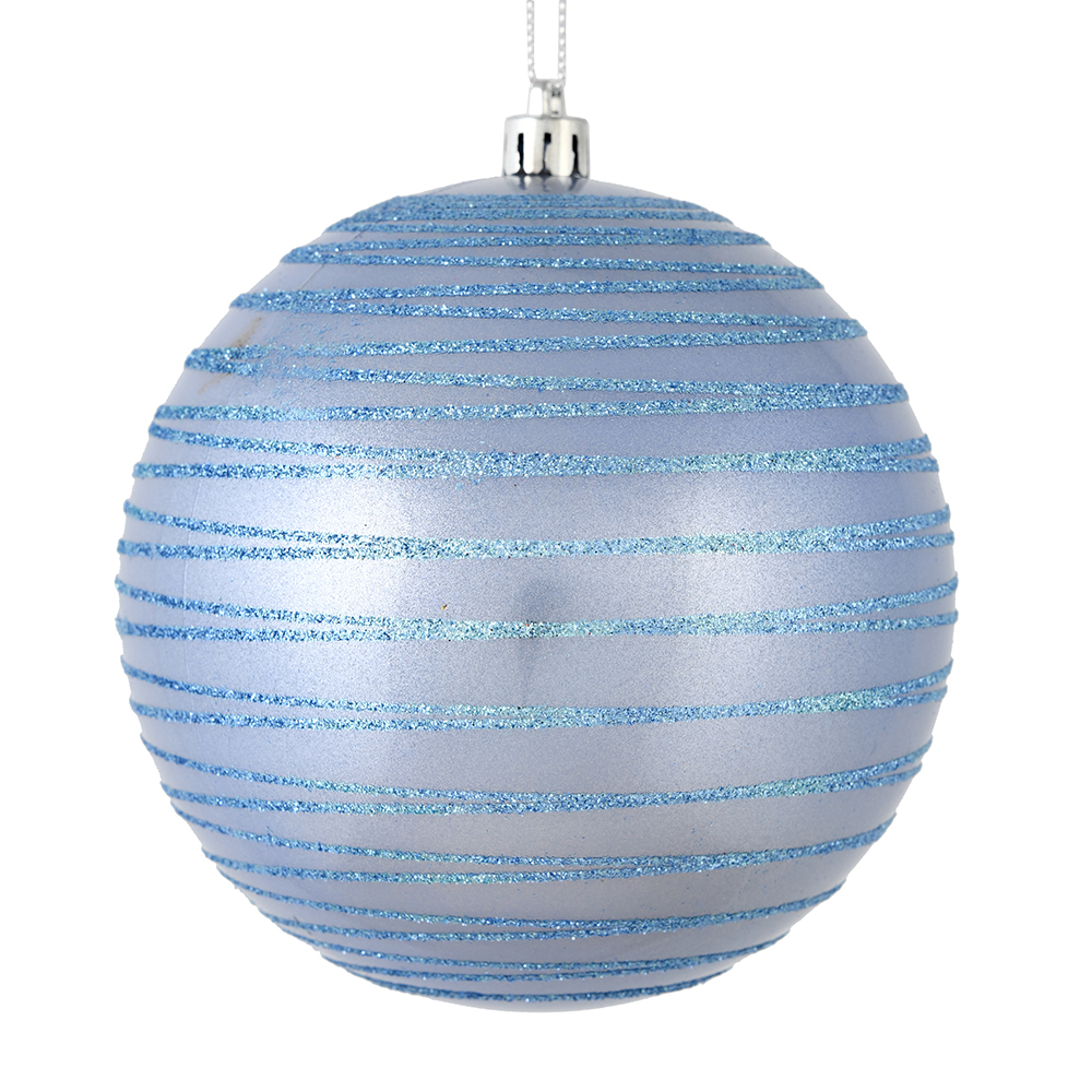 6 in. Lilac Candy Ball Ornament with Glitter Lines  3 per Bag