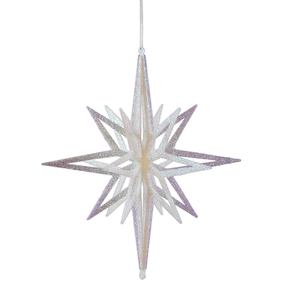 12 in. 3D Champagne Glow Glitter Star Ornament