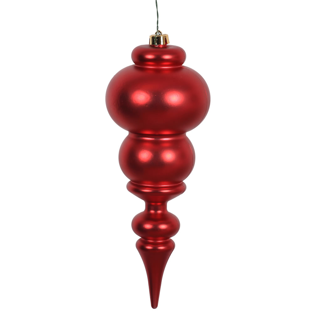 14 in. Red Matte Finial Christmas Ornament with UV Drilled