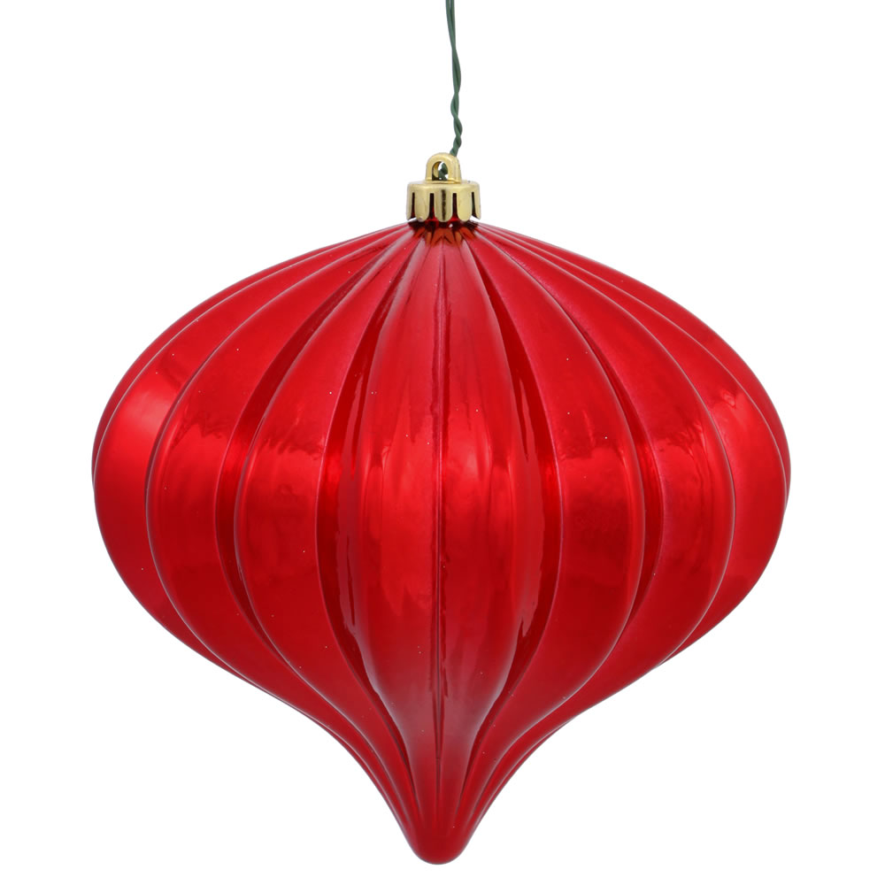 N151203DSV 5.7 in. Red Shiny Onion Christmas Ornament with UV Drilled  3 per Bag