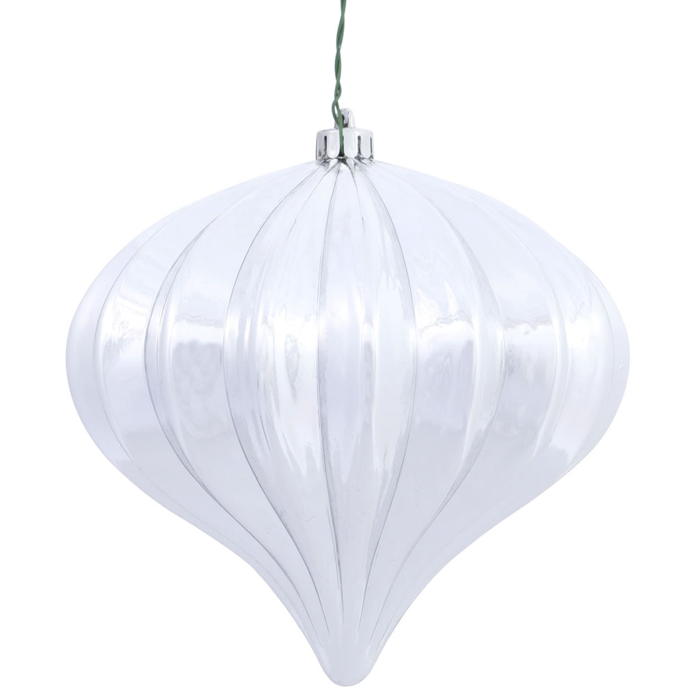 5.7 in. Silver Shiny Onion Christmas Ornament with UV Drilled  3 per Bag