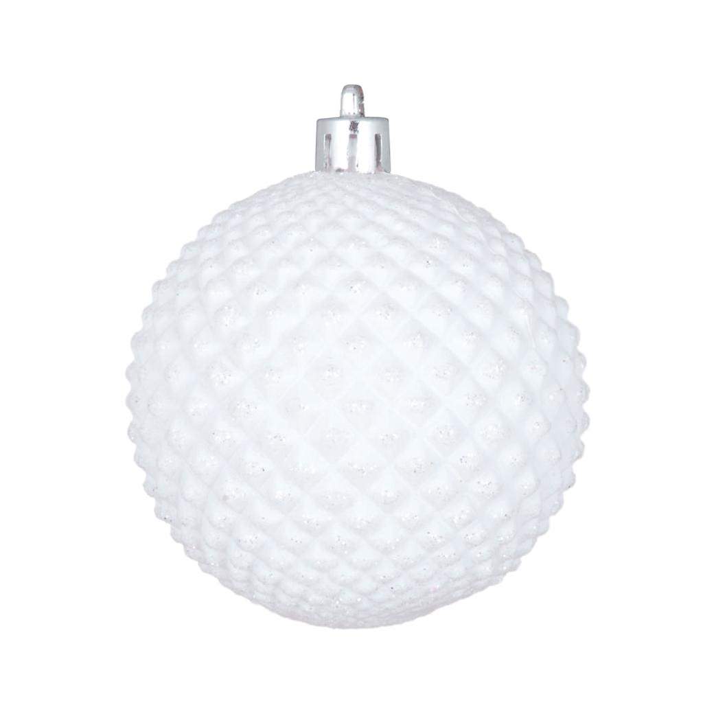 2.75 in. White Durian Glitter Ball Ornament  12 per Bag