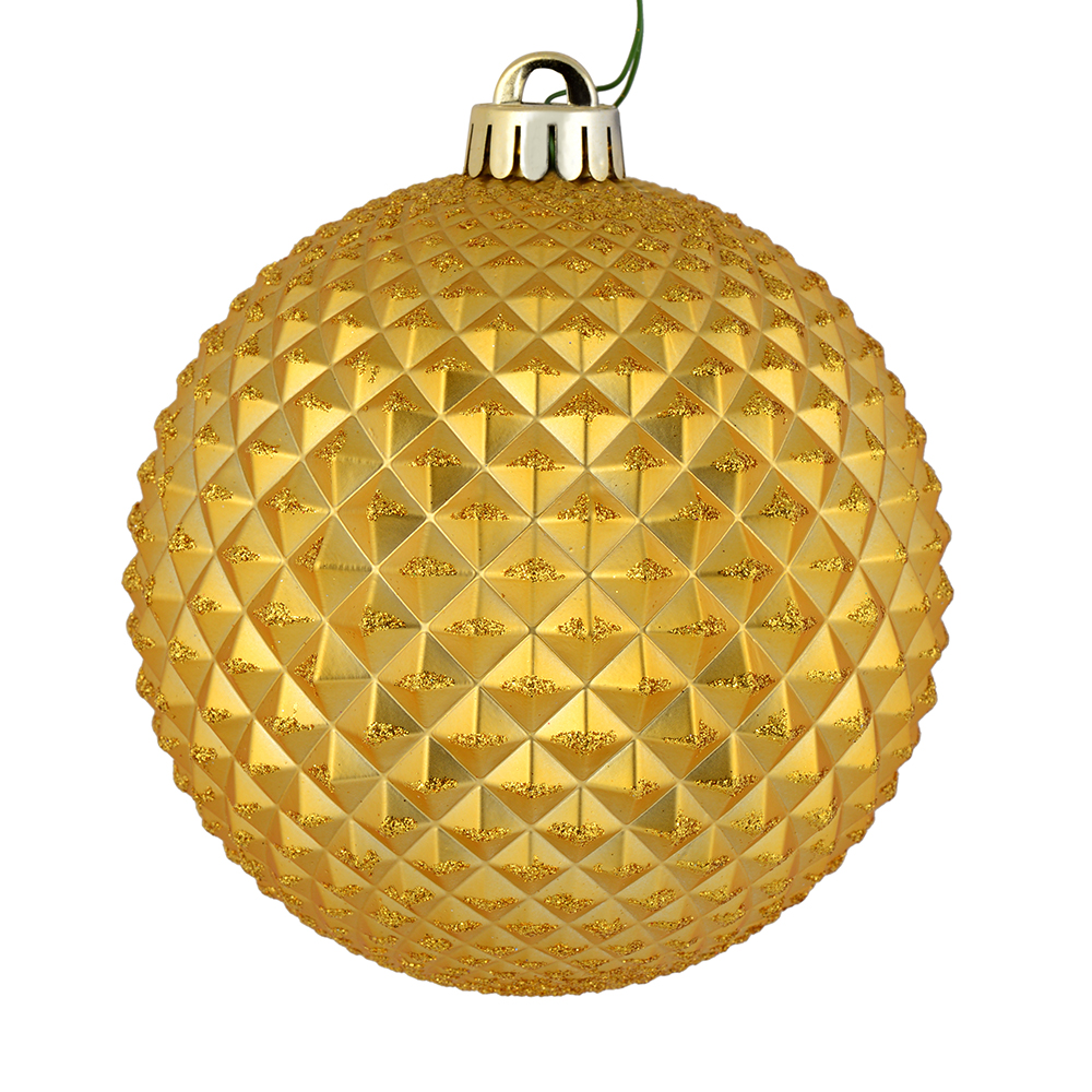 N188437D 2.75 in. Honey Gold Durian Glitter Ball Ornament  12 per Bag