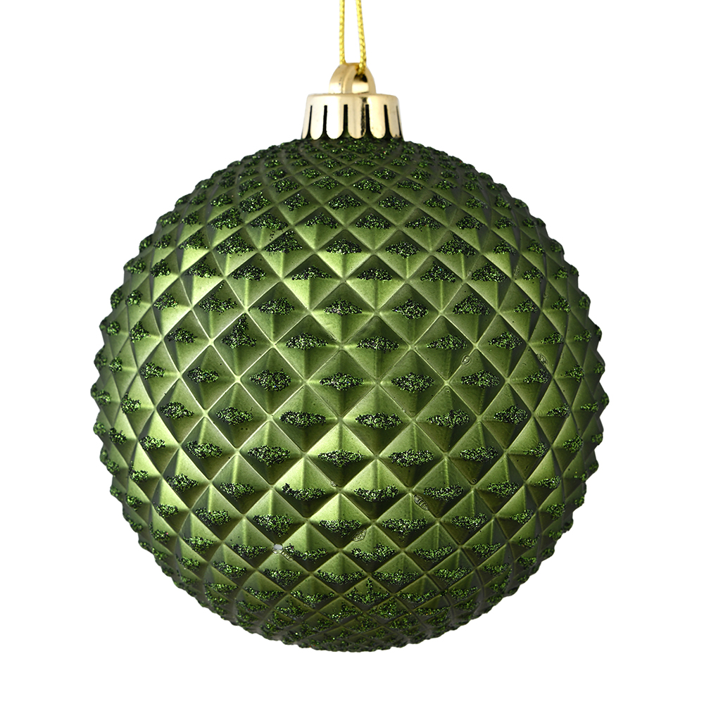 Vickerman 530030-2.75" Moss Green Durian Glitter Ball Christmas Tree Ornament (12 pack) (N188464D)