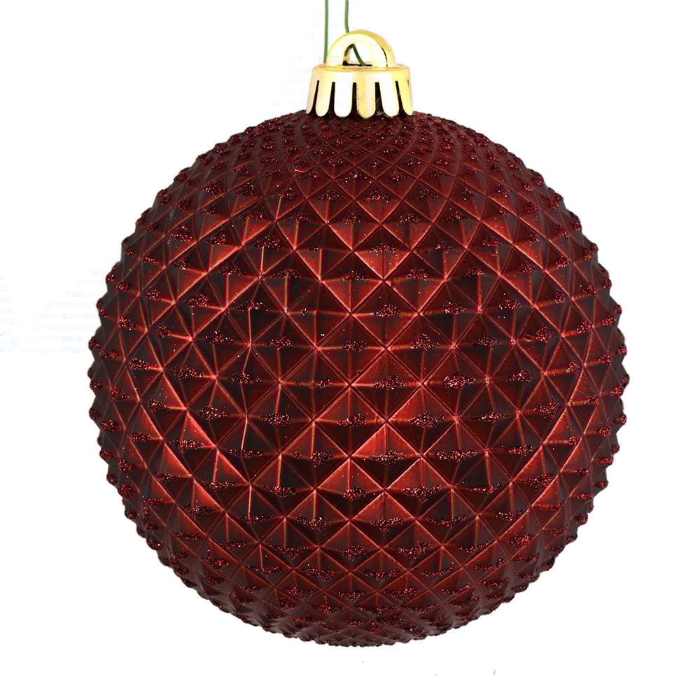 Vickerman 530047-2.75" Burgundy Durian Glitter Ball Christmas Tree Ornament (12 pack) (N188465D)