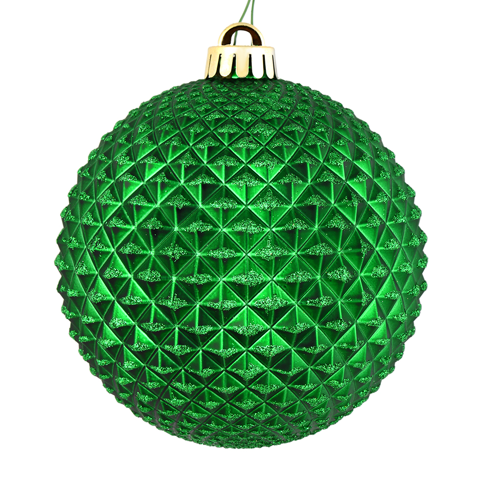 Vickerman 530214-4" Green Durian Glitter Ball Christmas Tree Ornament (6 pack) (N188504D)