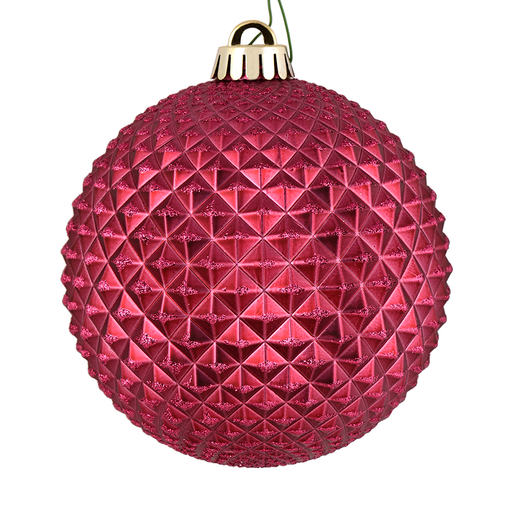4 in. Berry Red Durian Glitter Ball Ornament  6 per Bag