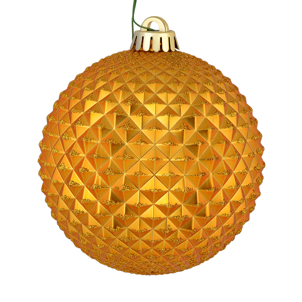 Vickerman 530375-4" Antique Gold Durian Glitter Ball Christmas Tree Ornament (6 pack) (N188530D)