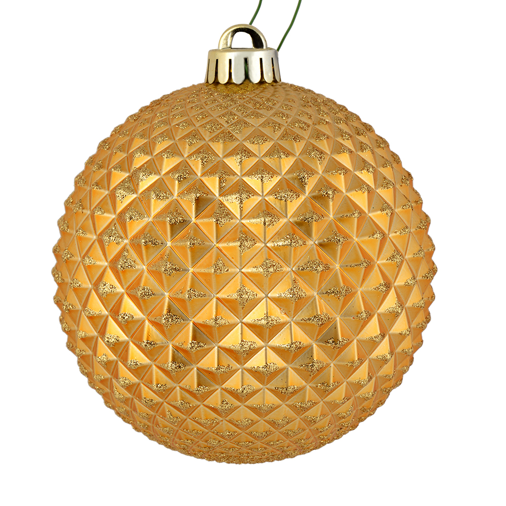 Vickerman 530405-4" Copper/Gold Durian Glitter Ball Christmas Tree Ornament (6 Pack) (N188533D)