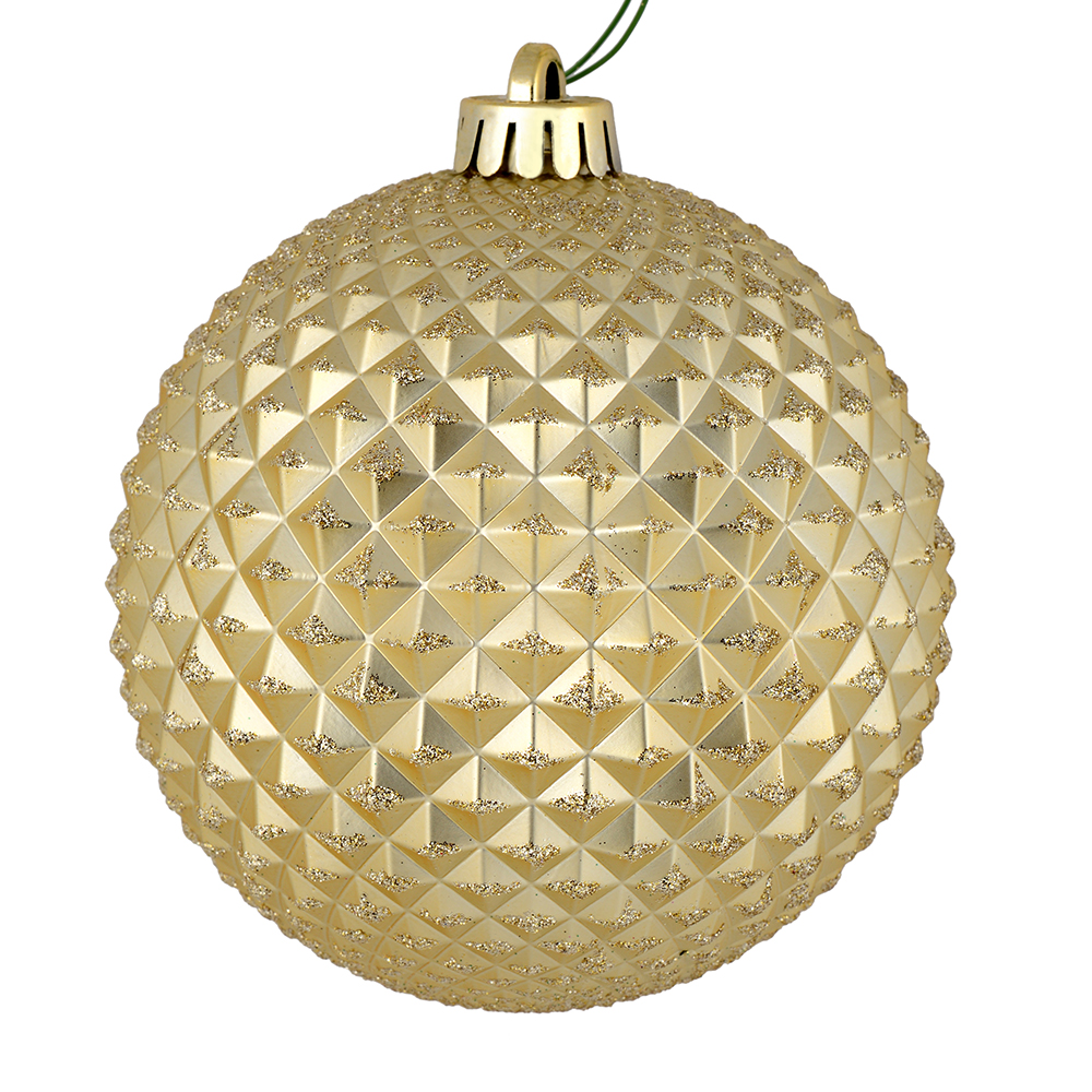 4 in. Champagne Durian Glitter Ball Ornament  6 per Bag