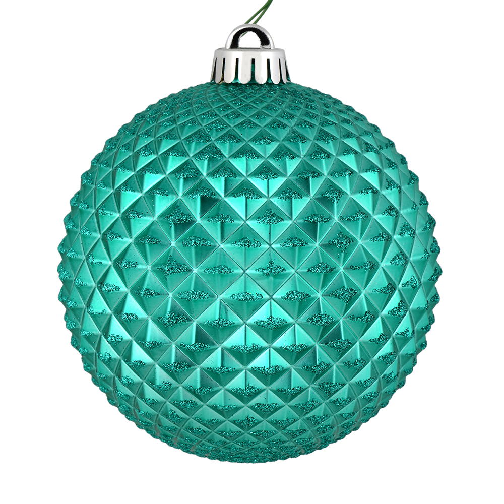 Vickerman 530436-4" Teal Durian Glitter Ball Christmas Tree Ornament (6 pack) (N188542D)