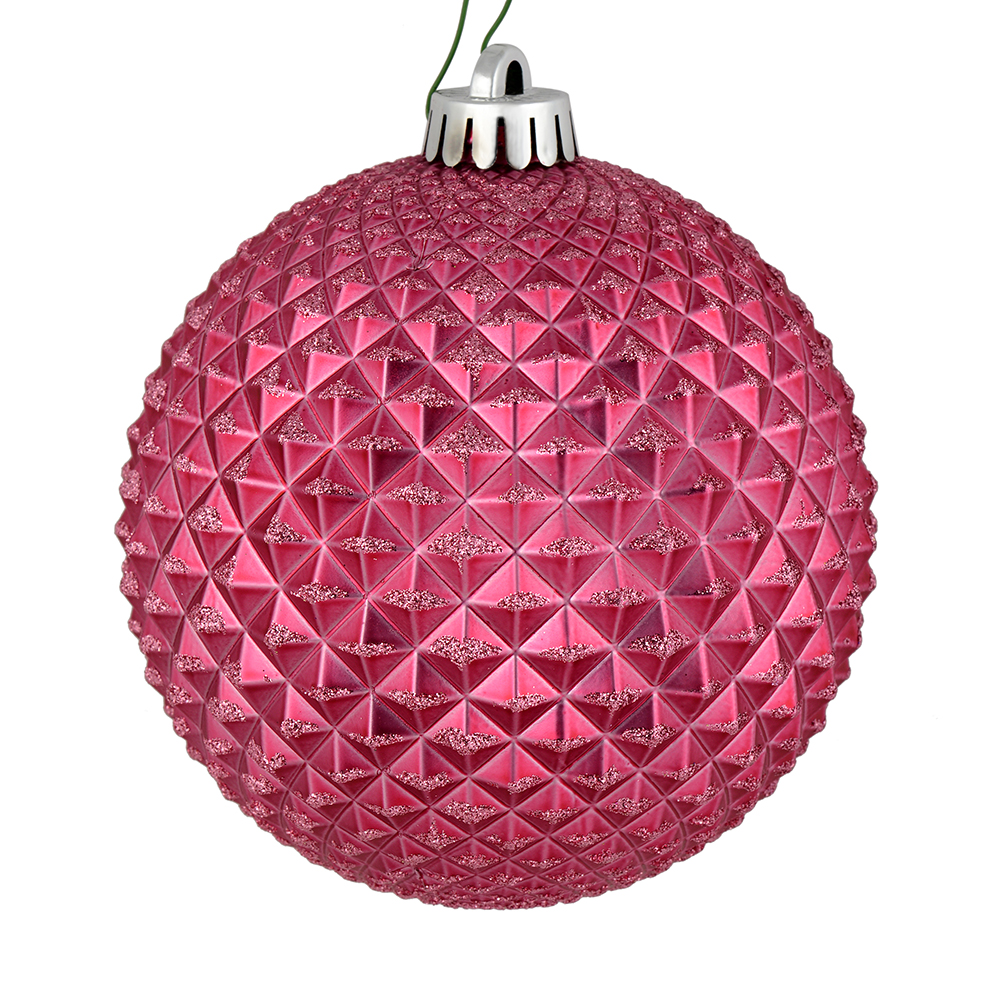 4 in. Mauve Durian Glitter Ball Ornament  6 per Bag