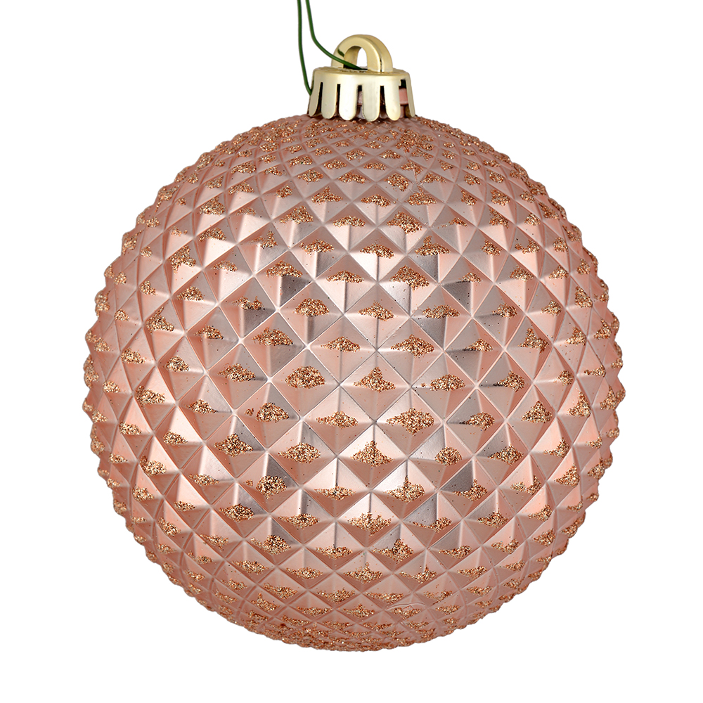 N188558D 4 in. Rose Gold Durian Glitter Ball Ornament  6 per Bag