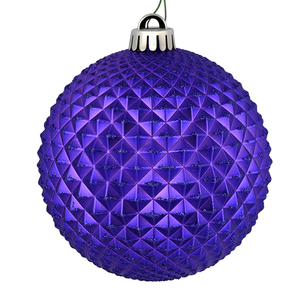 Vickerman 530511-4" Purple Durian Glitter Ball Christmas Tree Ornament (6 Pack) (N188566D)