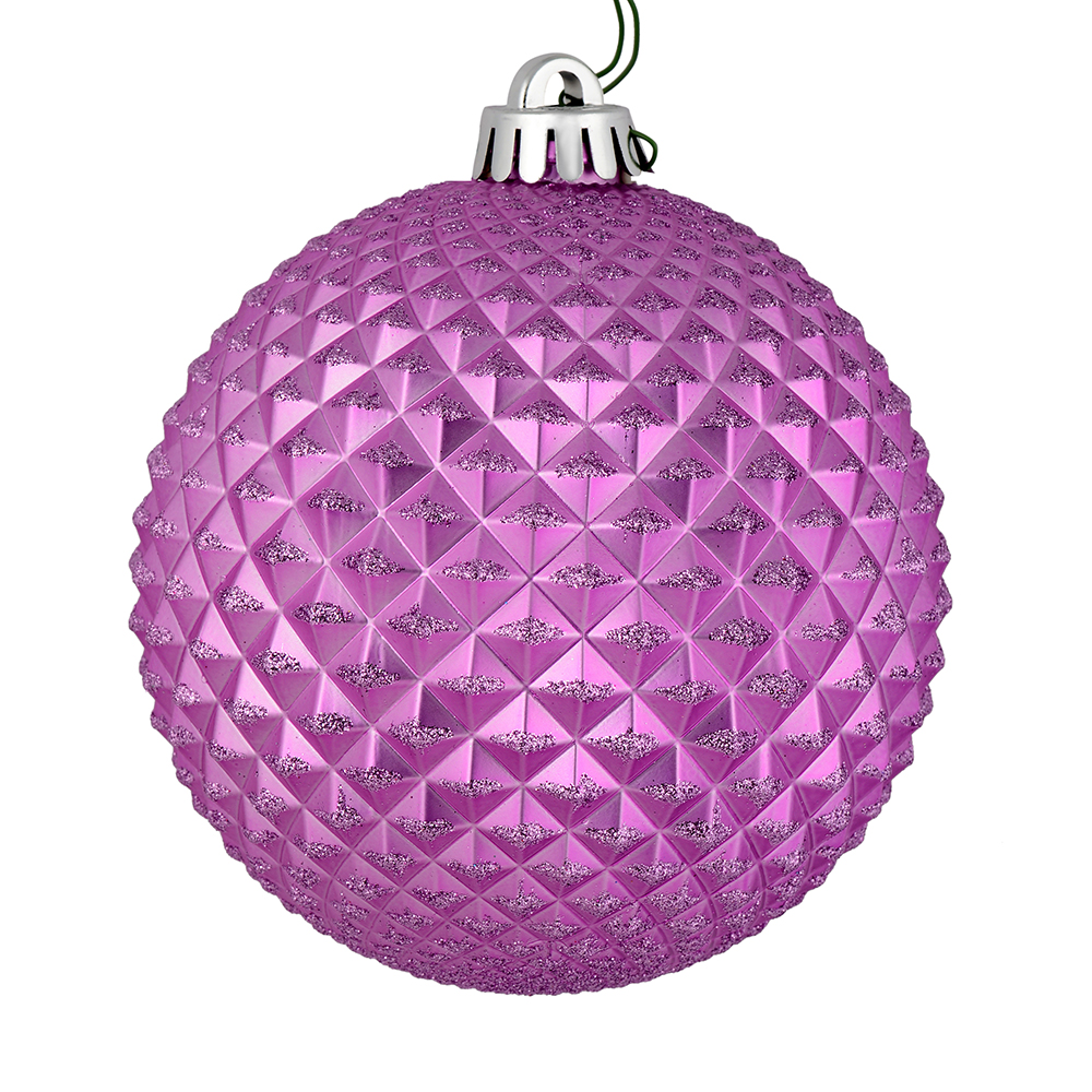 4 in. Orchid Durian Glitter Ball Ornament  6 per Bag