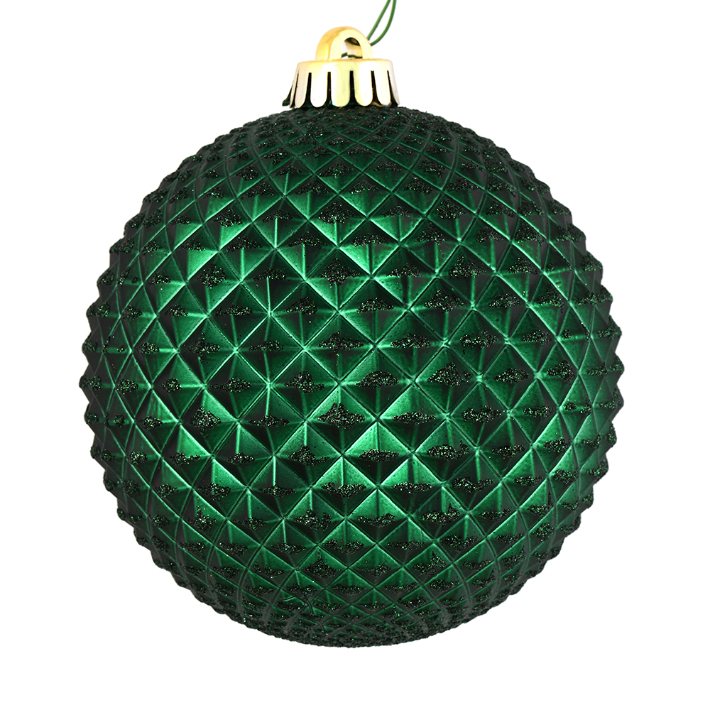 Vickerman 530559-4" Midnight Green Durian Glitter Ball Christmas Tree Ornament (6 pack) (N188574D)