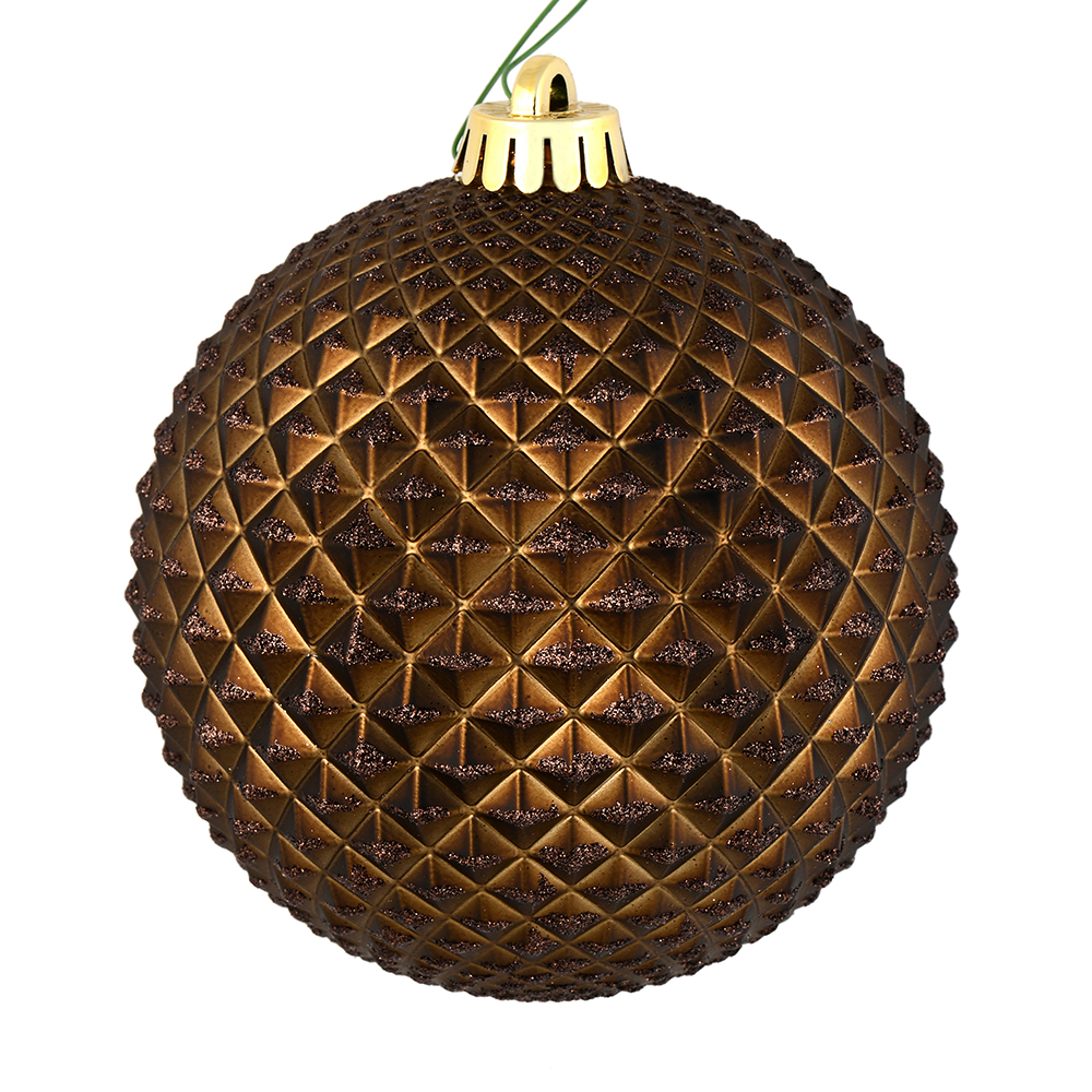 Vickerman 530566-4" Chocolate Durian Glitter Ball Christmas Tree Ornament (6 pack) (N188575D)
