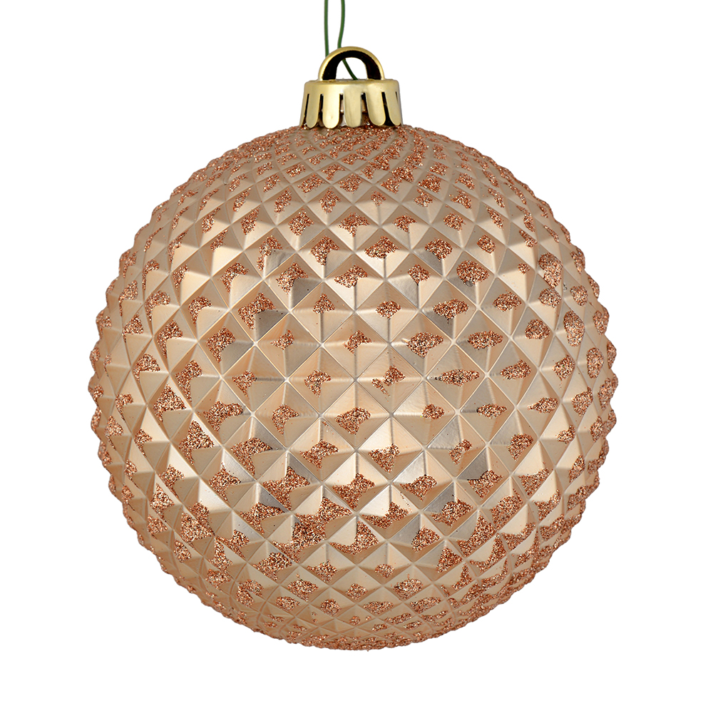Vickerman 530597-4" Cafe Latte Durian Glitter Ball Christmas Tree Ornament (6 pack) (N188580D)