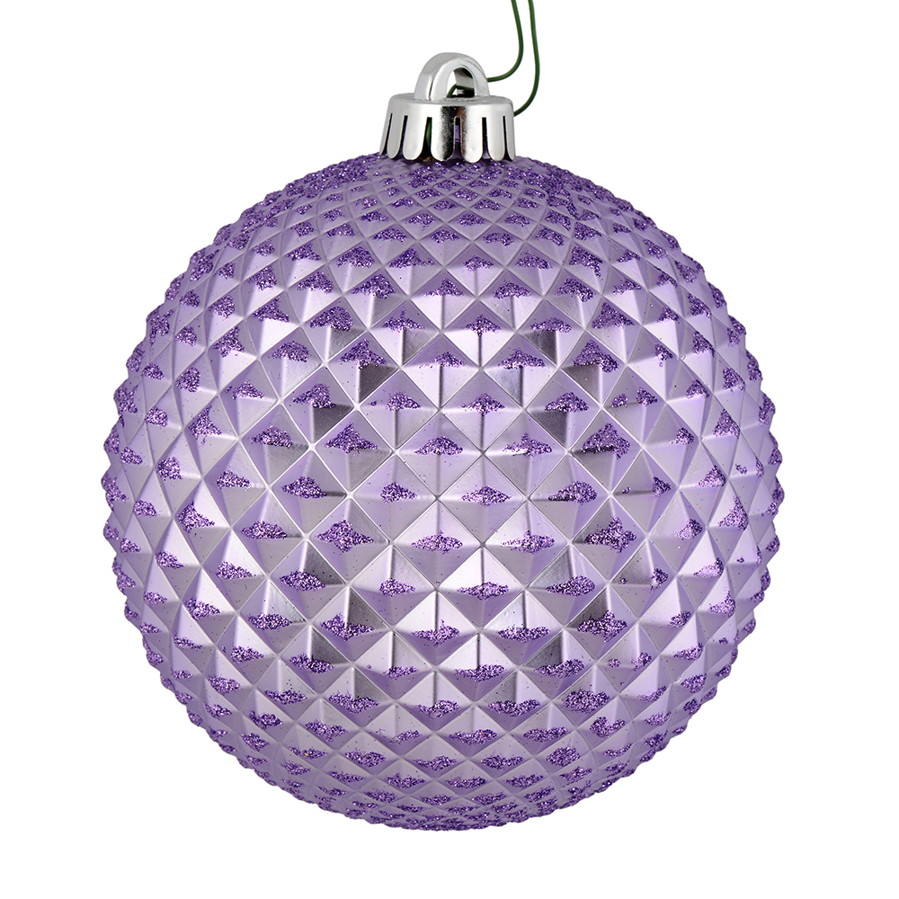 Vickerman 530610-4" Lavender Durian Glitter Ball Christmas Tree Ornament (6 pack) (N188586D)