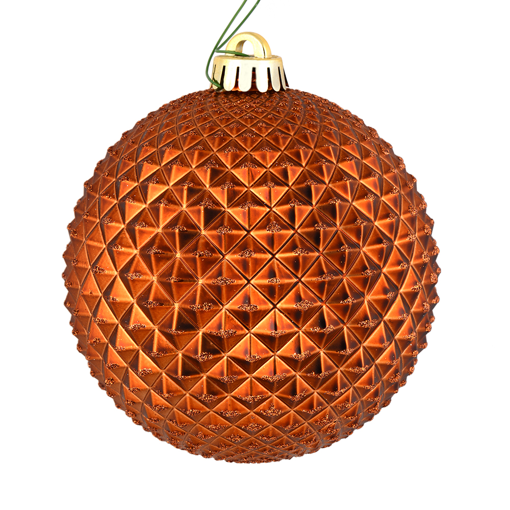 Vickerman 530634-4" Copper Durian Glitter Ball Christmas Tree Ornament (6 pack) (N188588D)