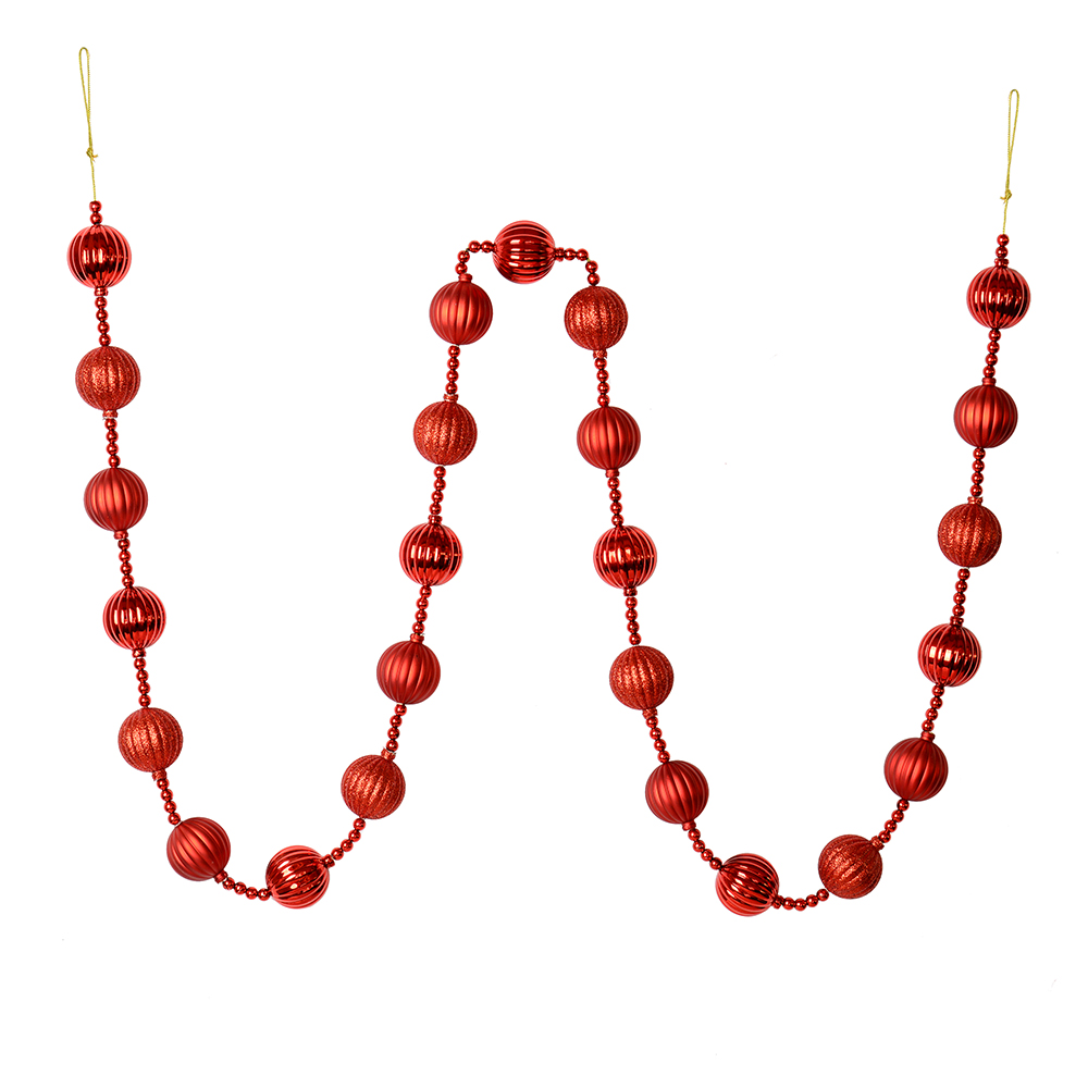 6 ft. Red Stripe Ball Garland