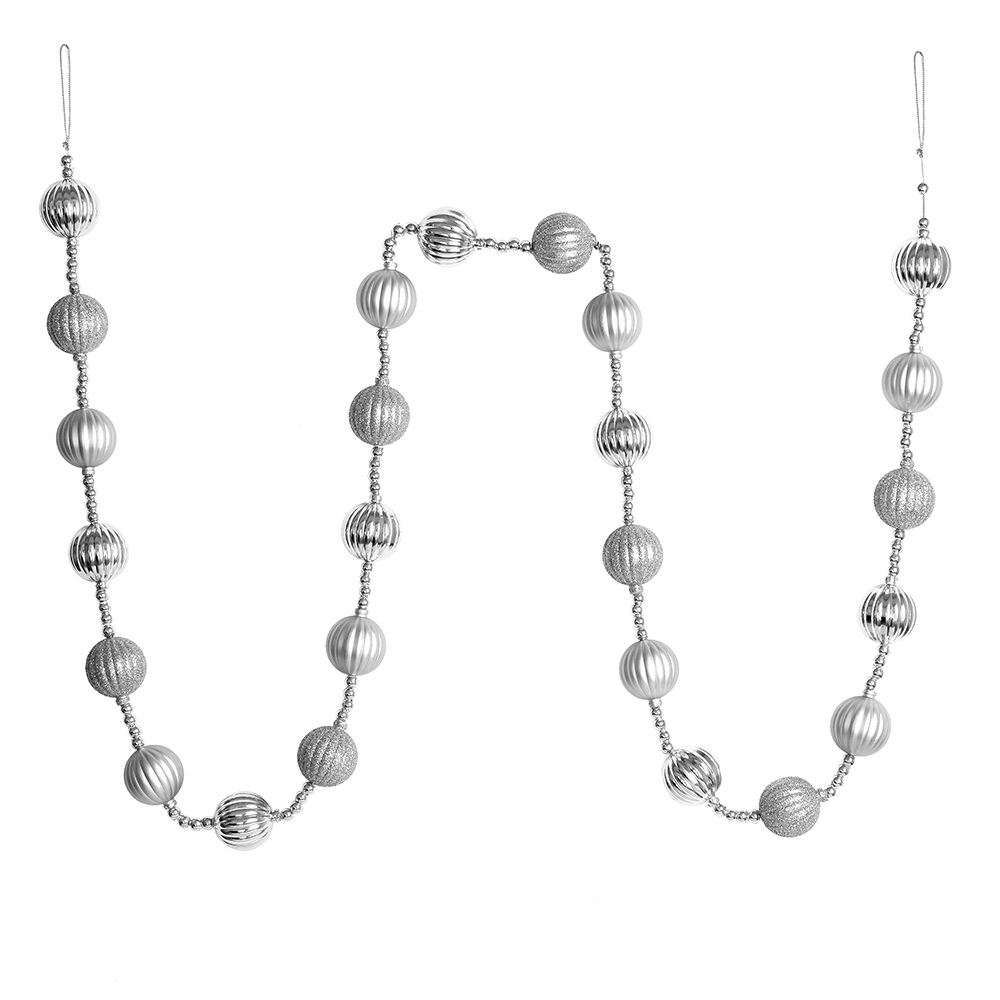 6 ft. Silver Stripe Ball Garland