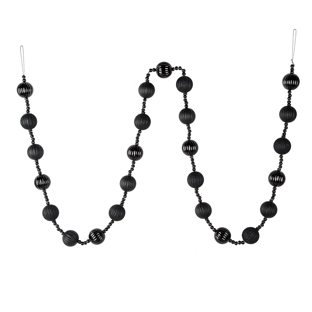 6 ft. Black Stripe Ball Garland 6 ft.