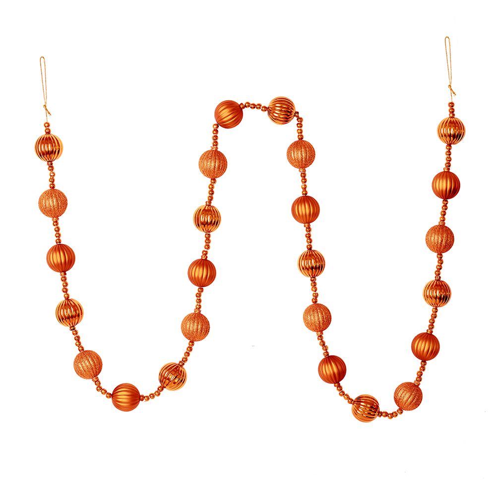 6 ft. Burnished Orange Stripe Ball Garland