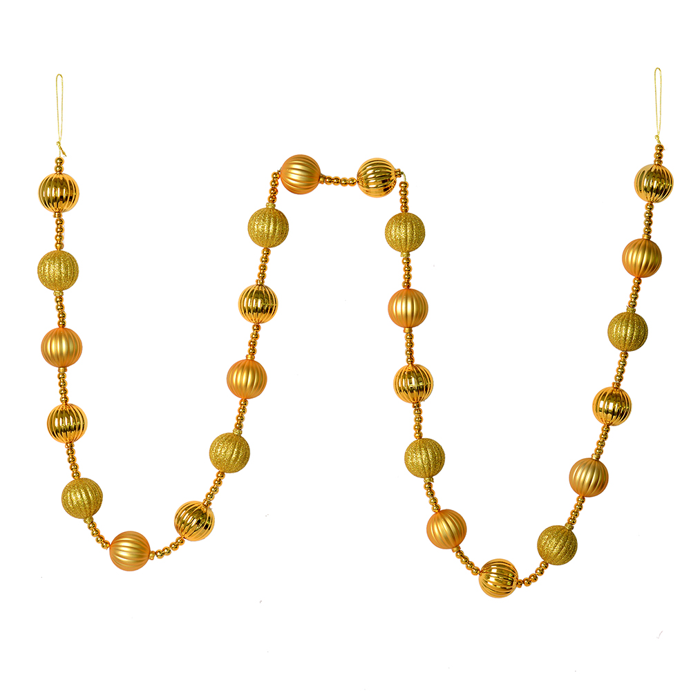 6 ft. Honey Gold Stripe Ball Garland
